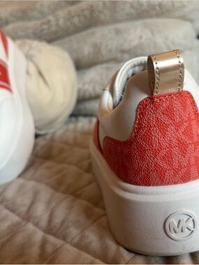Michael Kors women’s White Sneakers with Coral Logo Panel